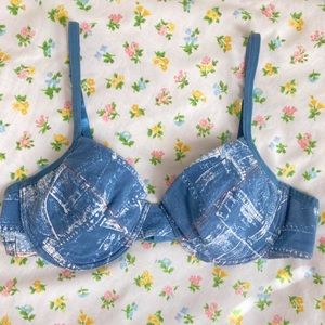 Vintage Denim Style Patchwork Bra 🦋